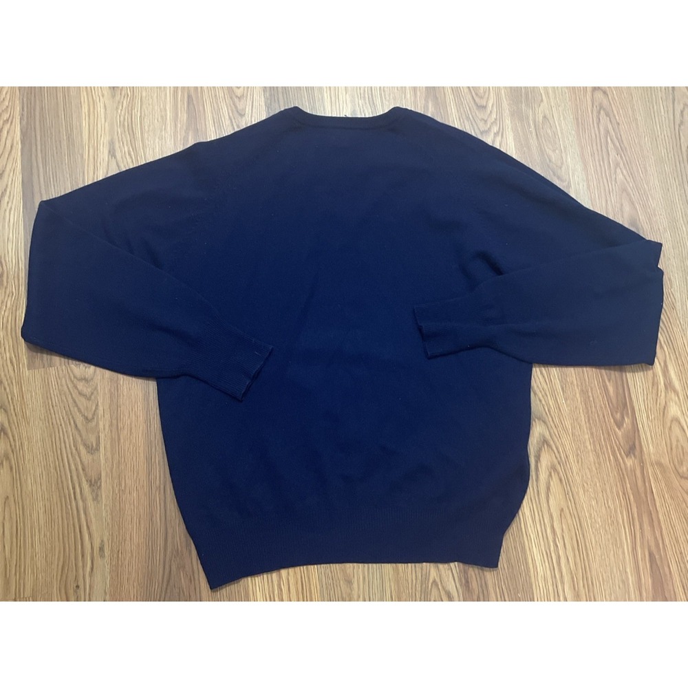 Lands End Cashmere Sweater Mens XL V Neck Pullover Blue Luxury Soft Knit
